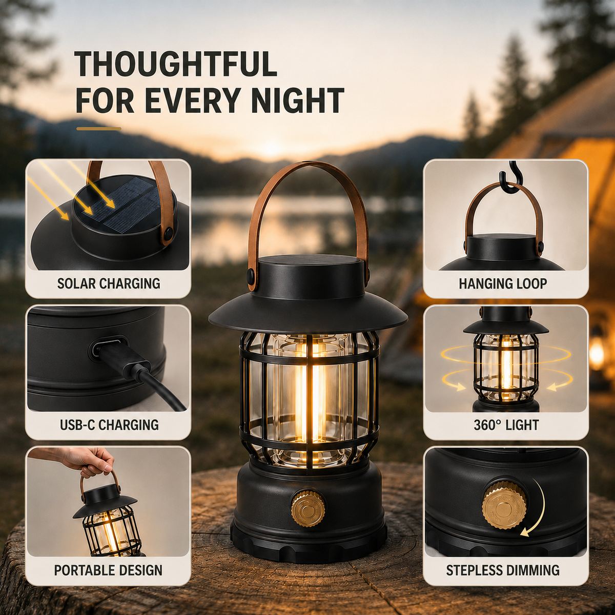 Nordspur | Solantis Portable 360-Degree LED Camping Lantern