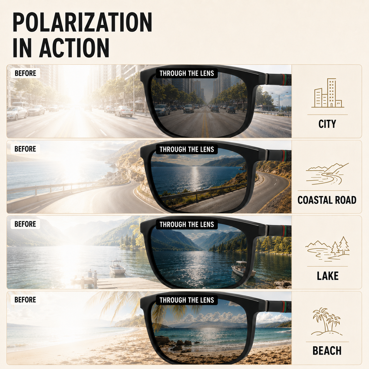 Nordspur | Solaquen Square Frame Polarised Driving Sunglasses