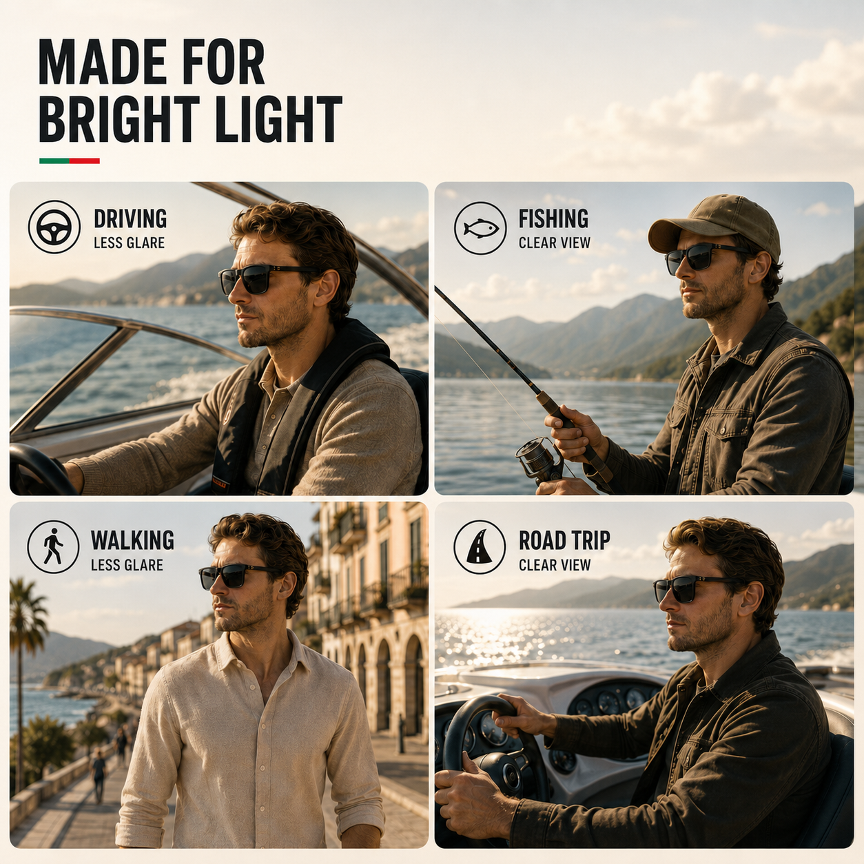 Nordspur | Solaquen Square Frame Polarised Driving Sunglasses