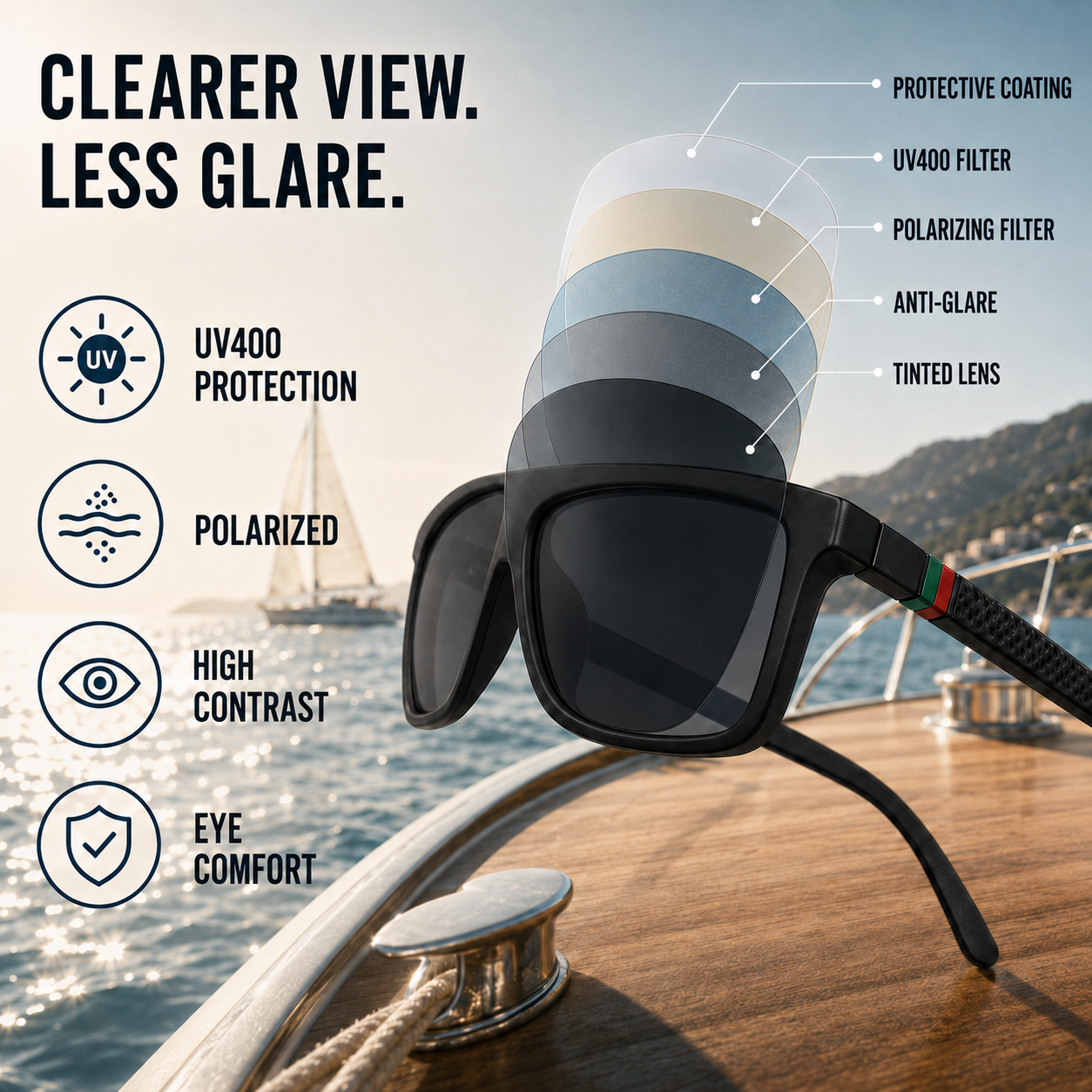 Nordspur | Solaquen Square Frame Polarised Driving Sunglasses
