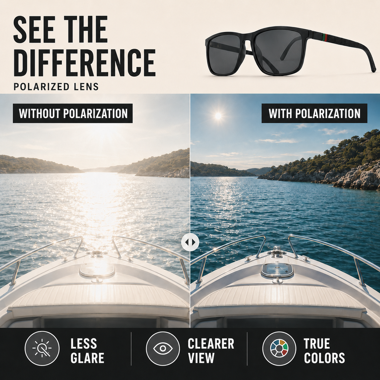 Nordspur | Solaquen Square Frame Polarised Driving Sunglasses
