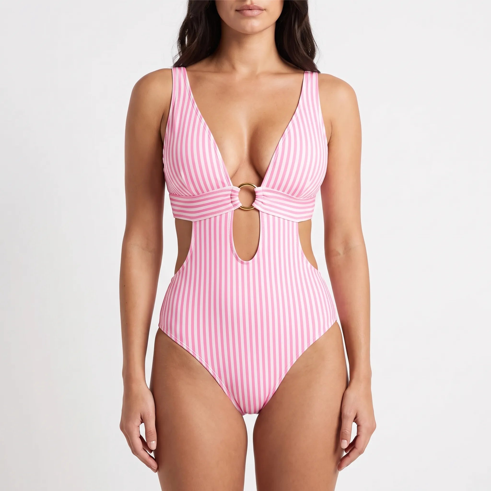 Nordspur | Solarique Striped Cut Out One Piece Swimsuit
