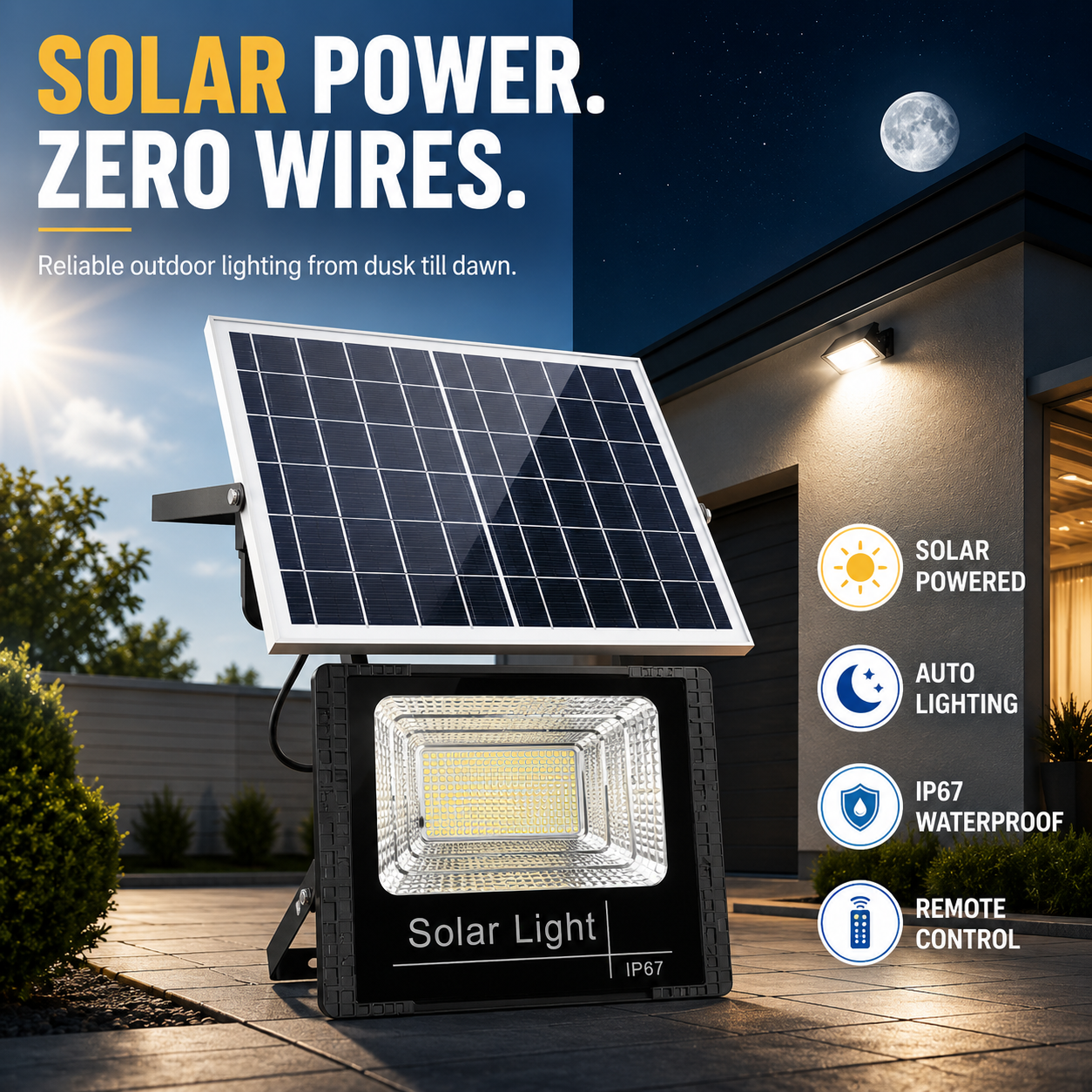 Nordspur | Soluxe Solar-Powered Outdoor Flood Light With Remote