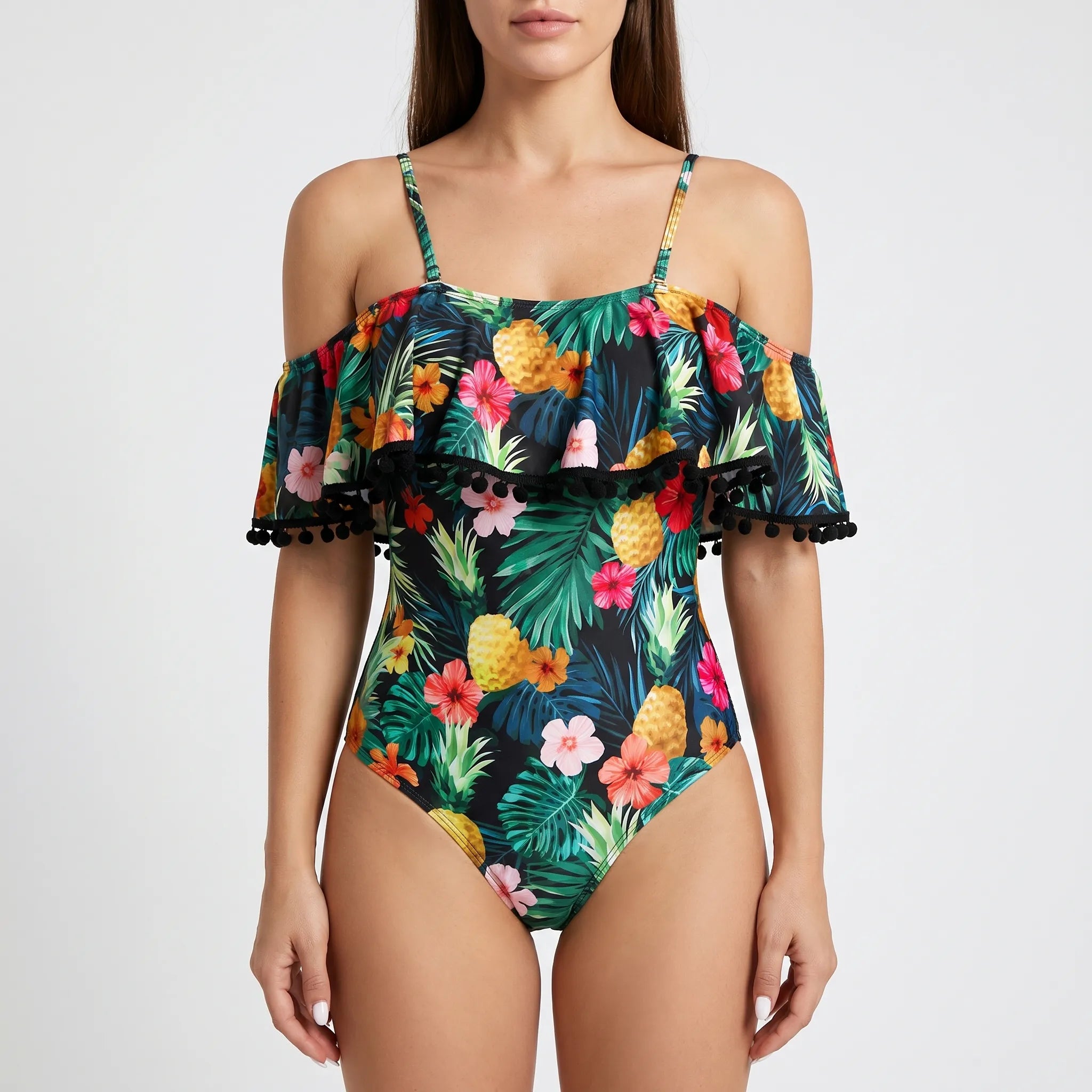Nordspur | Solvura Tropical Print Off-Shoulder One Piece Swimsuit