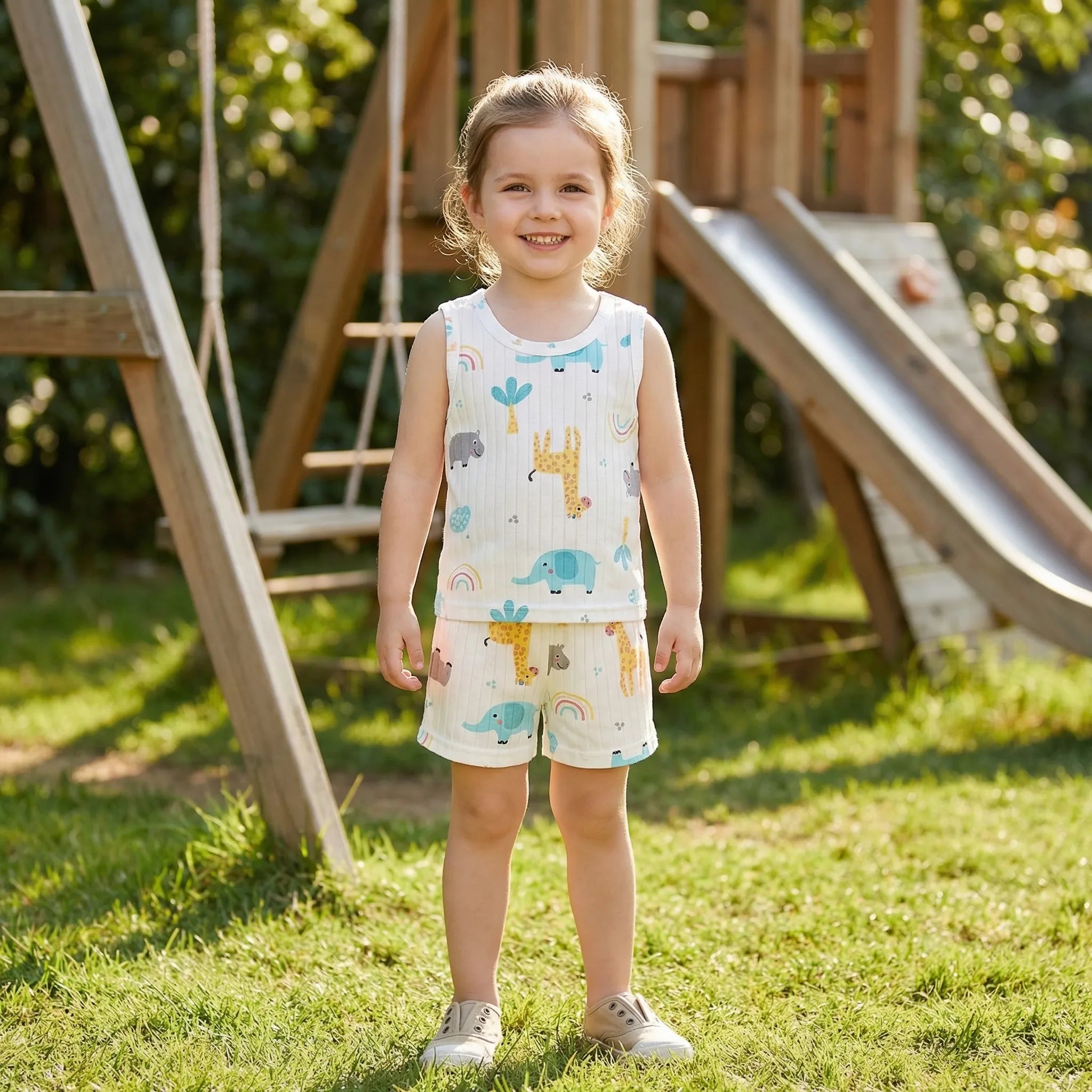 Nordspur | Spriglet Printed Sleeveless Vest And Shorts Set