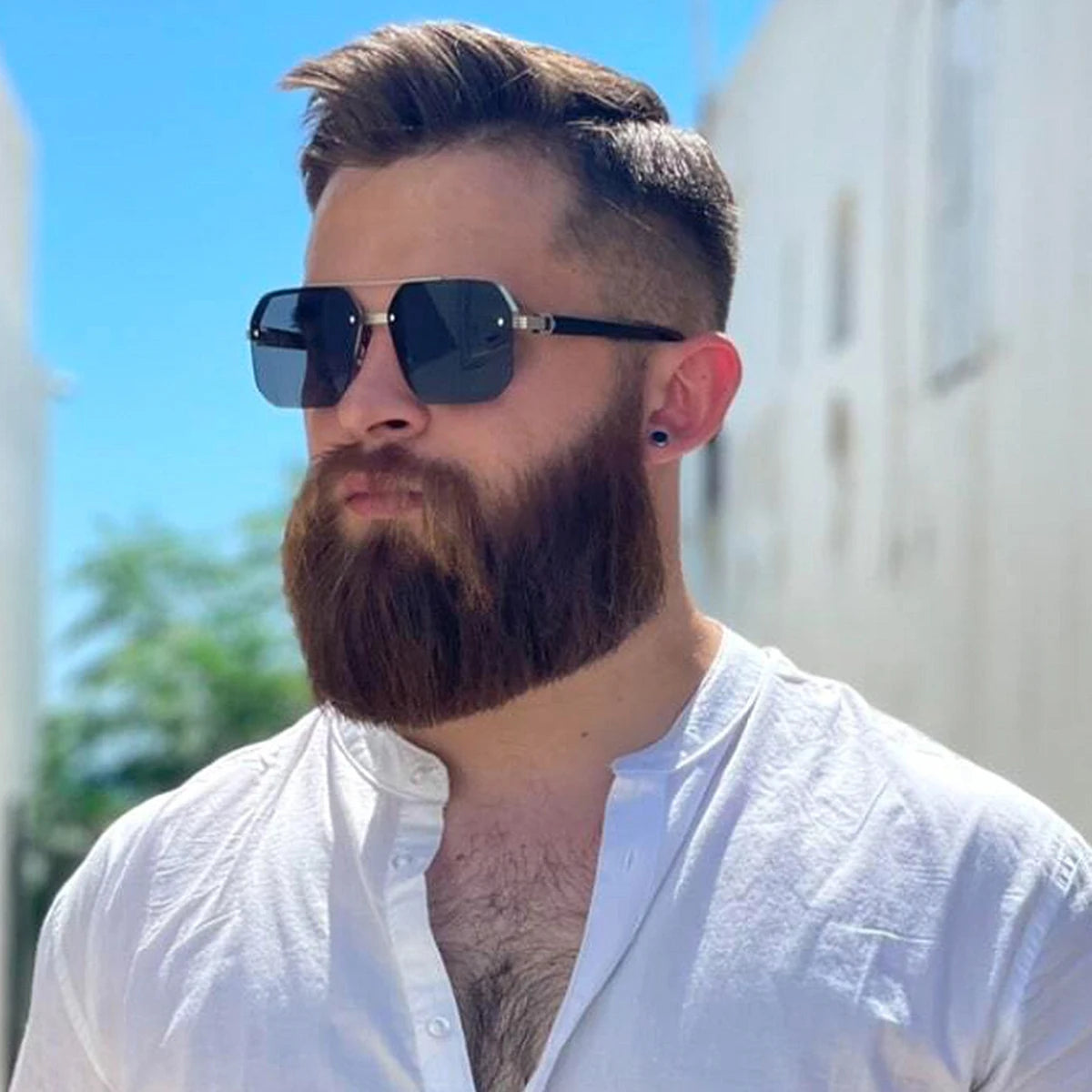 Nordspur | Squarix Square Half-Frame Retro Sunglasses