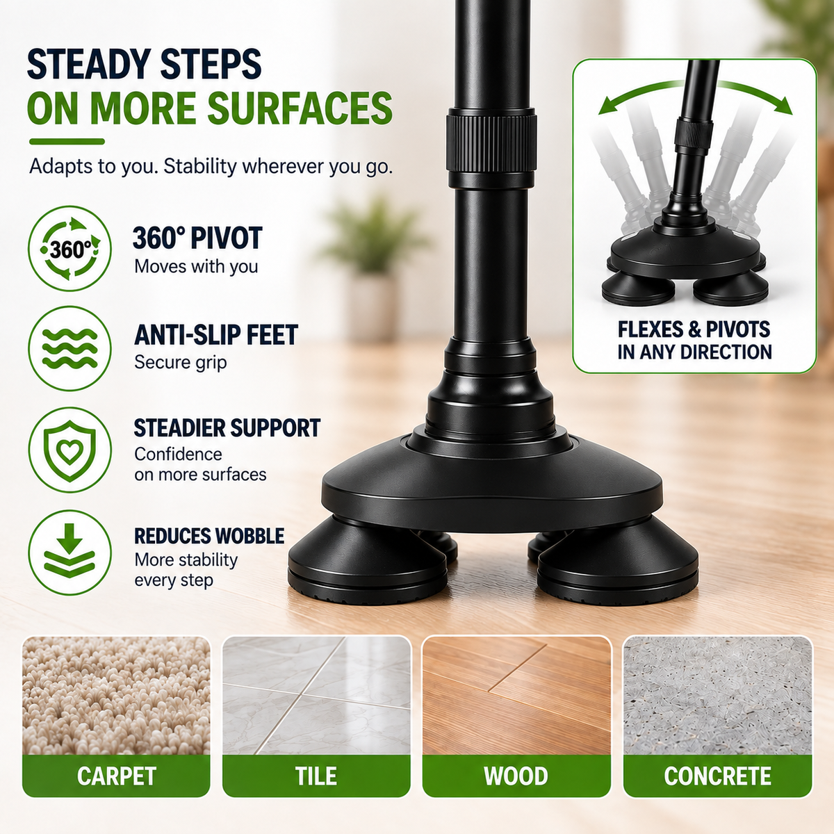 Nordspur | StabiliTrek Foldable Aluminum Quad Cane
