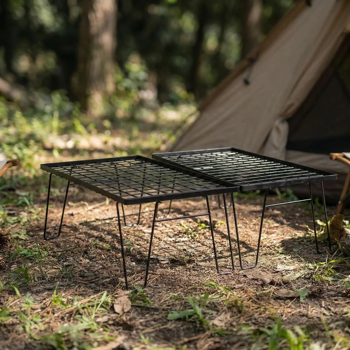 Folding Camping Table - Stackable Storage Rack - Outdoor