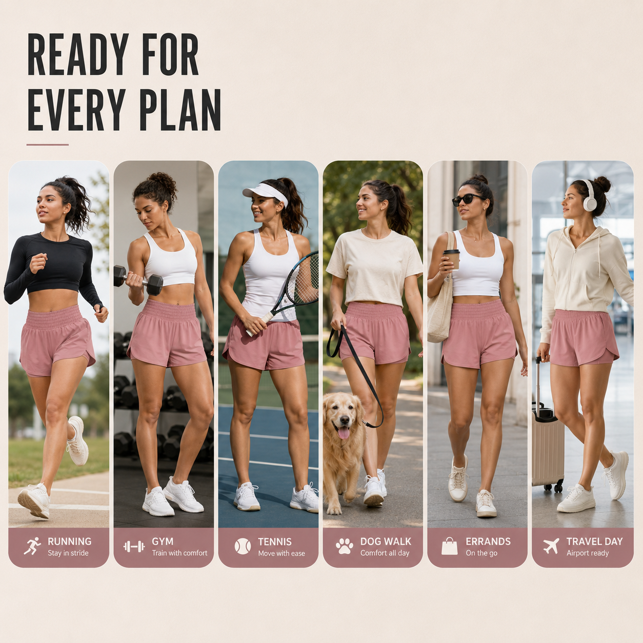 Nordspur | StrideFit High-Waisted Layered Athletic Shorts