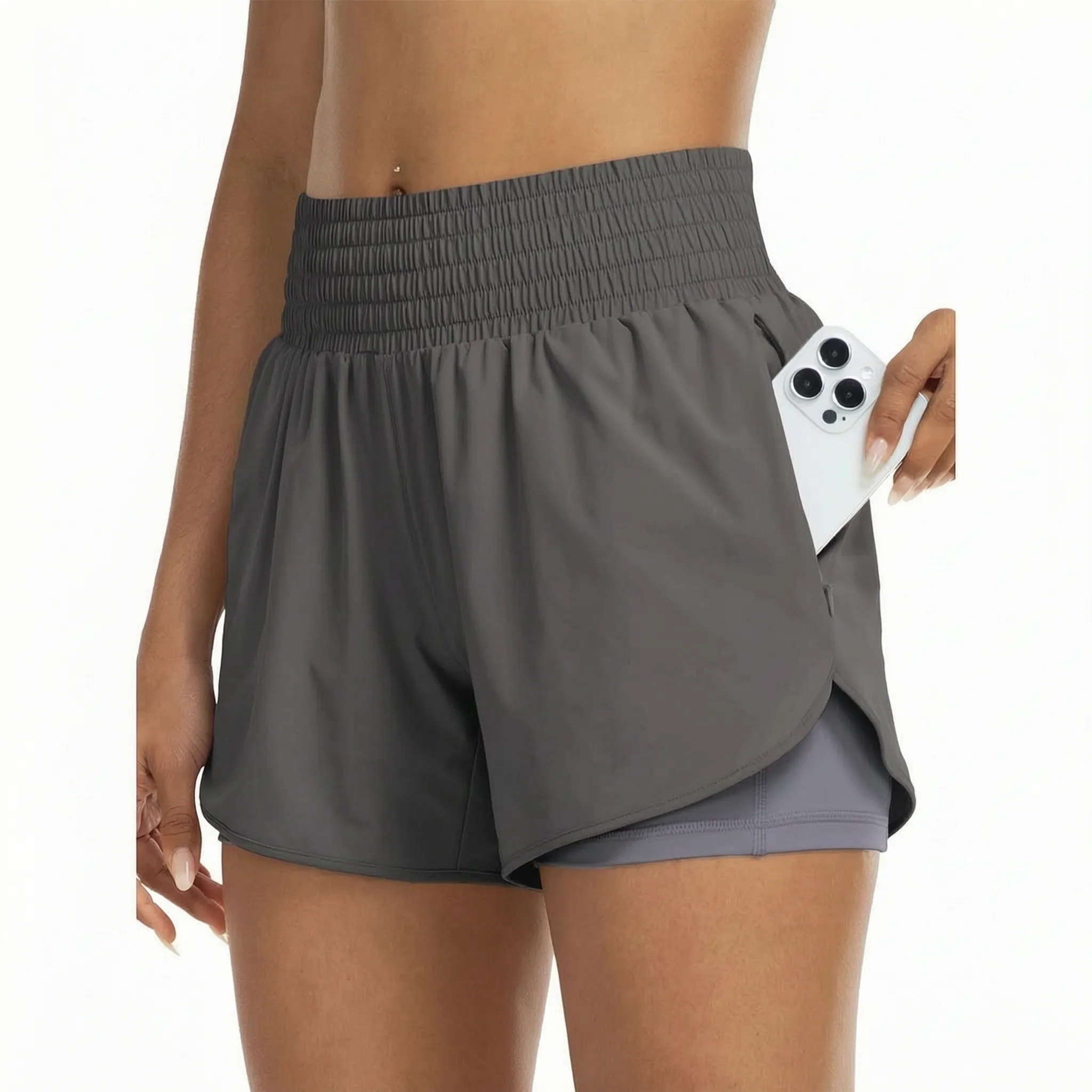 Nordspur | StrideFit High-Waisted Layered Athletic Shorts