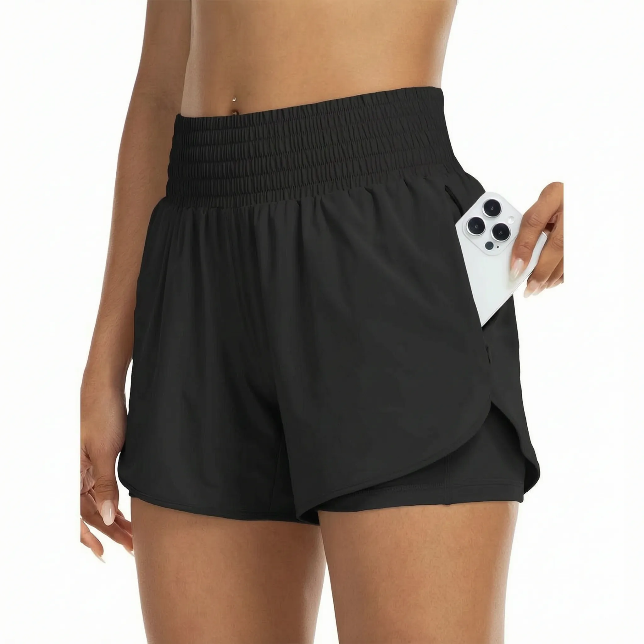 Nordspur | StrideFit High-Waisted Layered Athletic Shorts