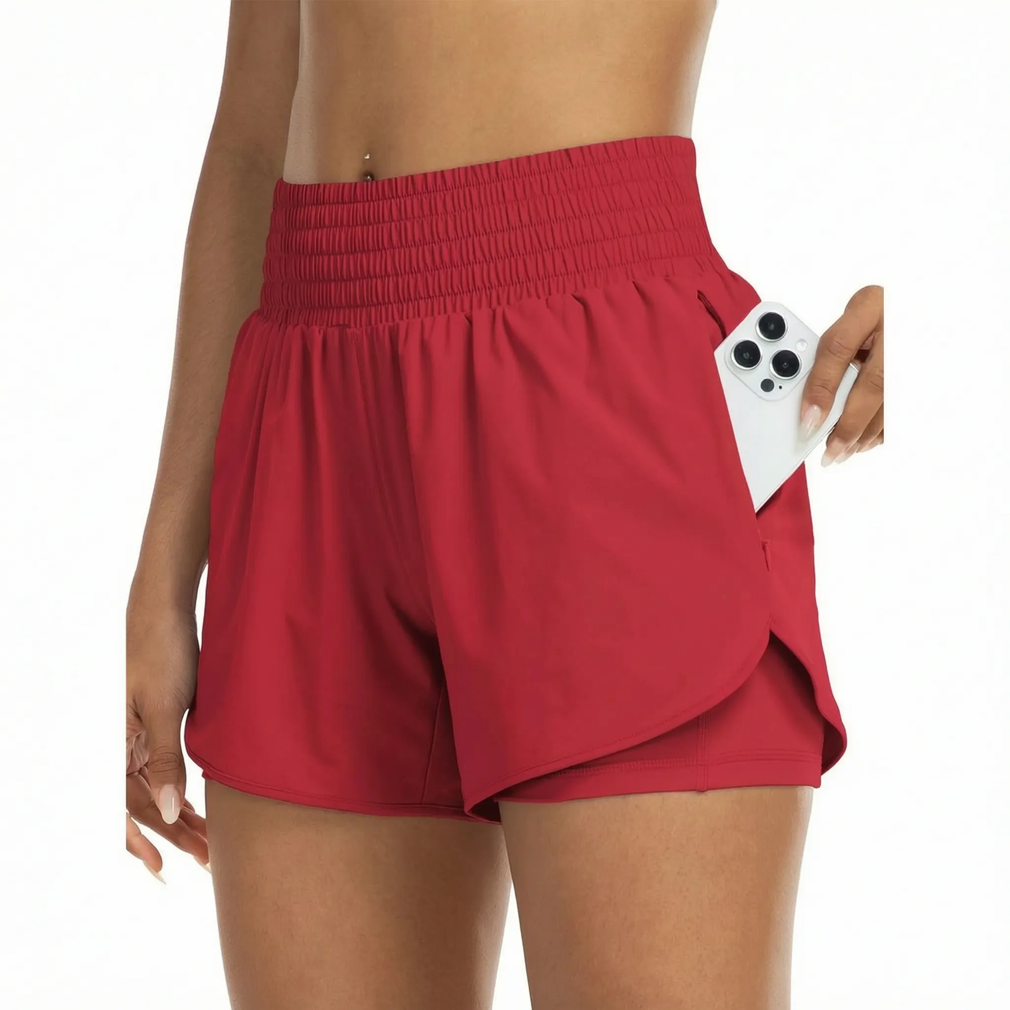 Nordspur | StrideFit High-Waisted Layered Athletic Shorts