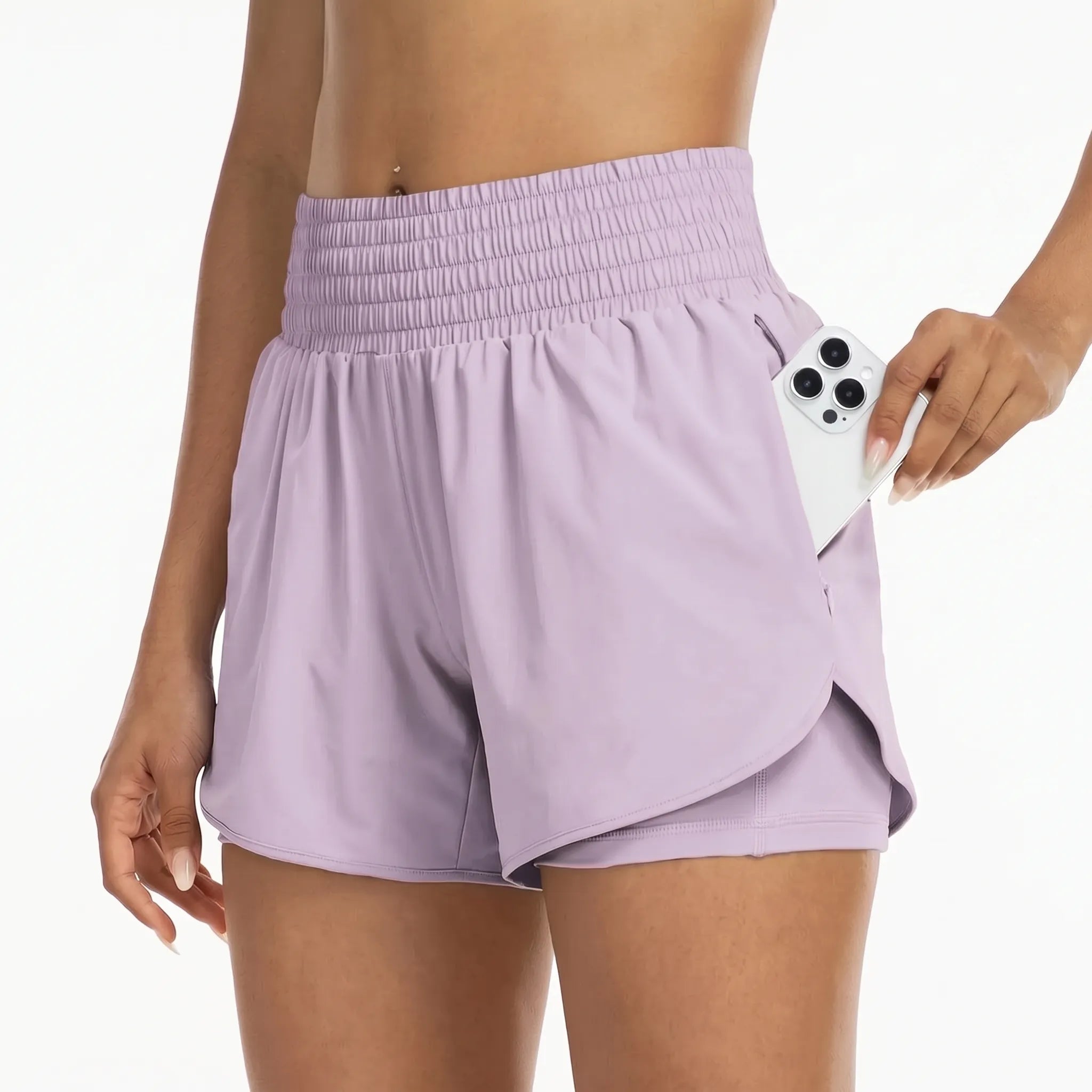 Nordspur | StrideFit High-Waisted Layered Athletic Shorts