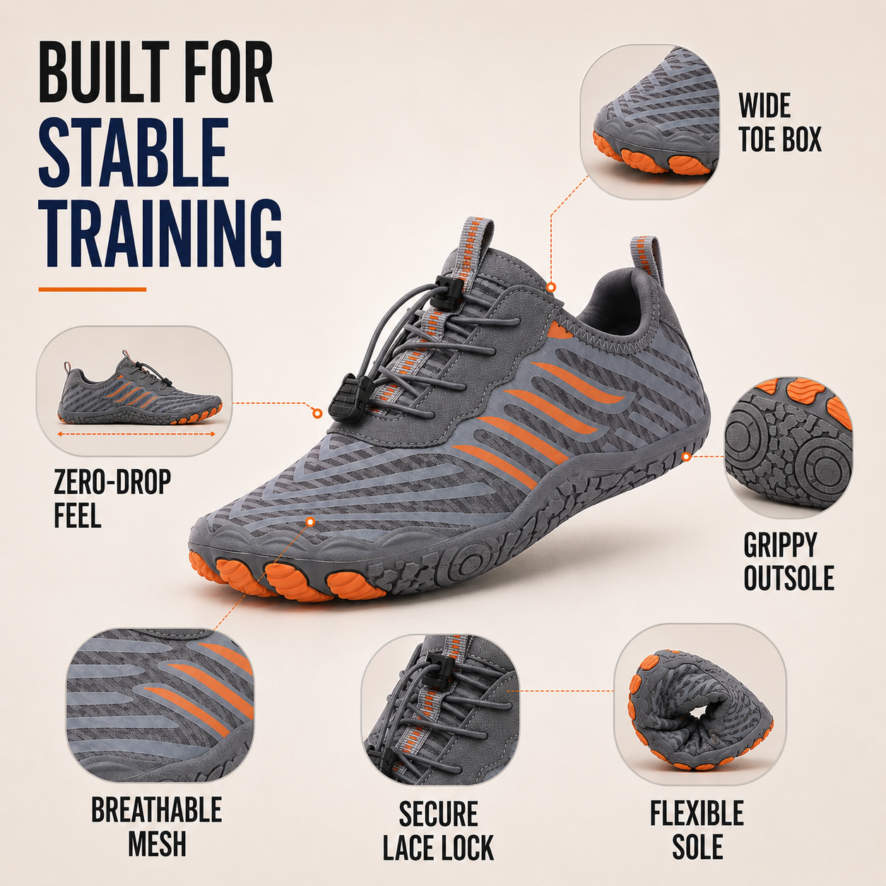 Nordspur | Strideox Barefoot Gym Shoes | Flat Sole Training Shoe