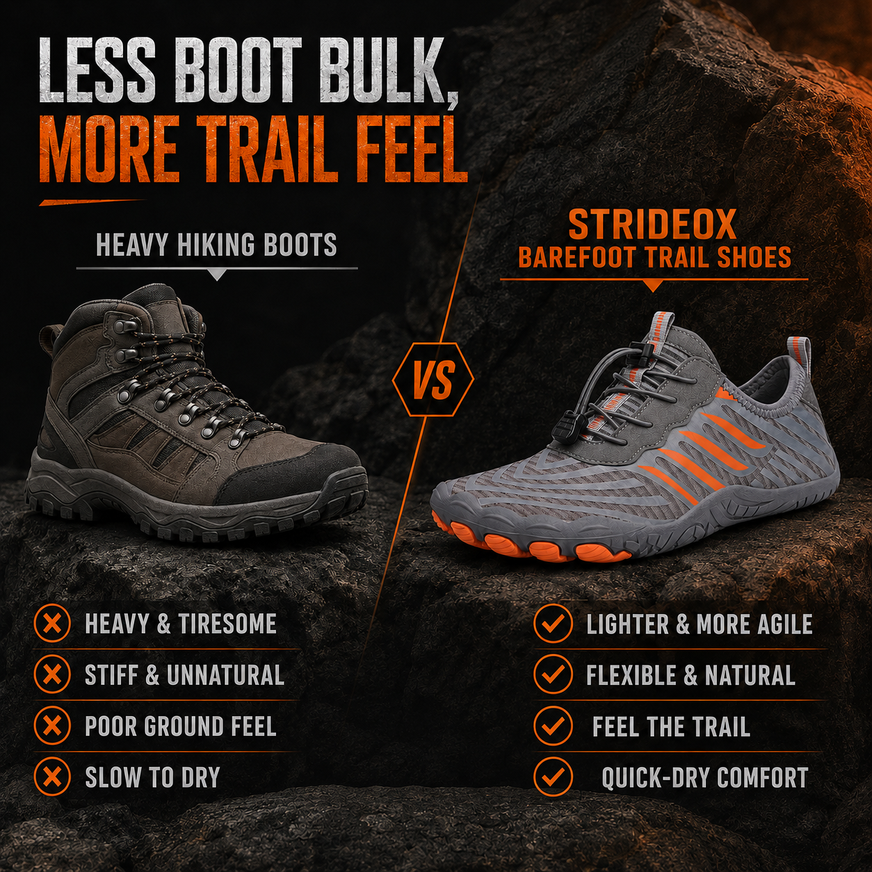 Nordspur | Strideox Barefoot Trail Shoes | Non-Slip Minimalist Hiking Shoes