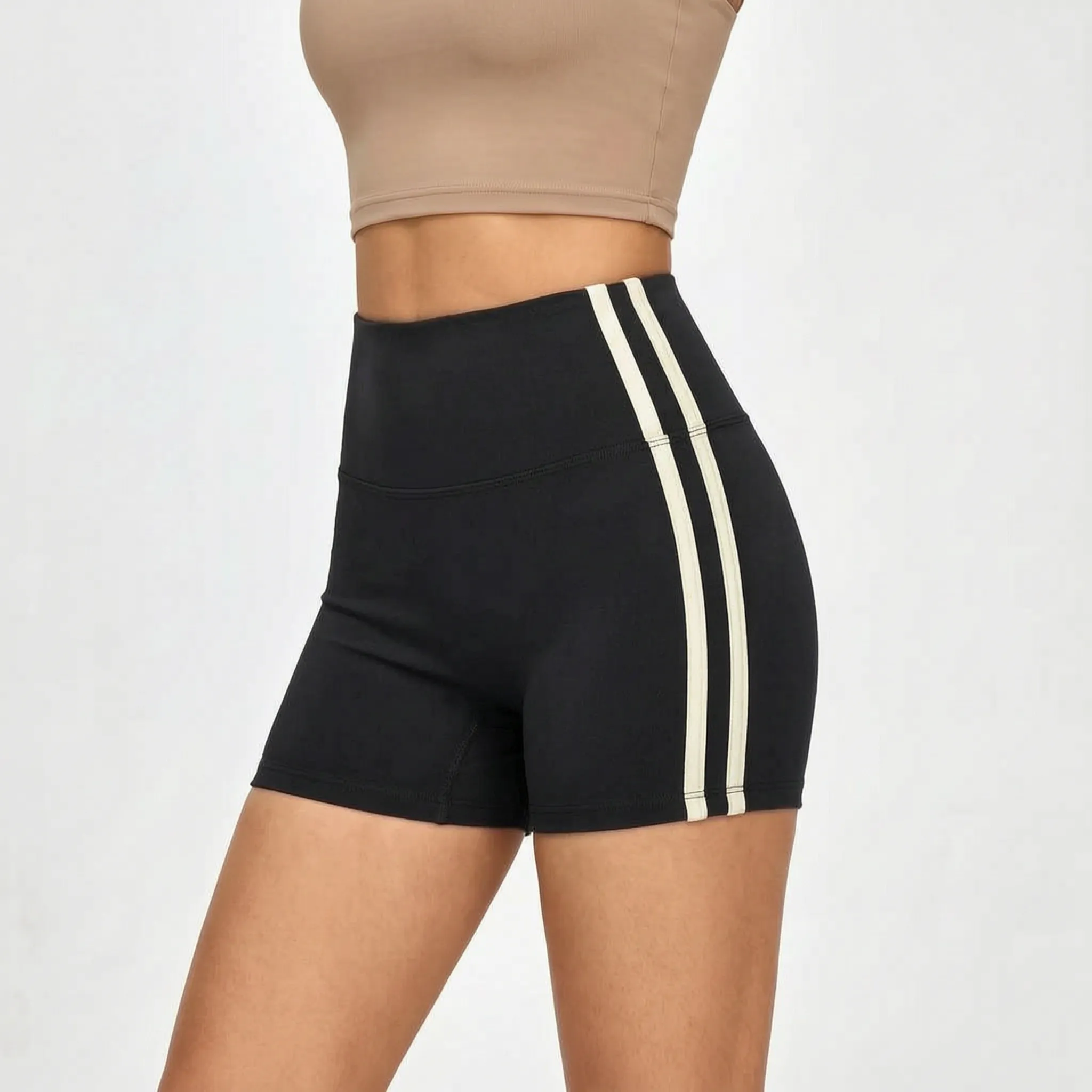 Nordspur | StripeStride High Waist Yoga Shorts