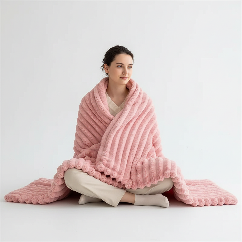 Nordspur | Striped Coral Fleece Blanket