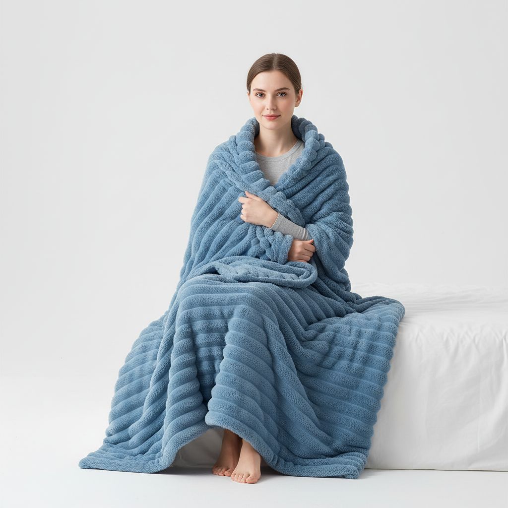 Nordspur | Striped Coral Fleece Blanket