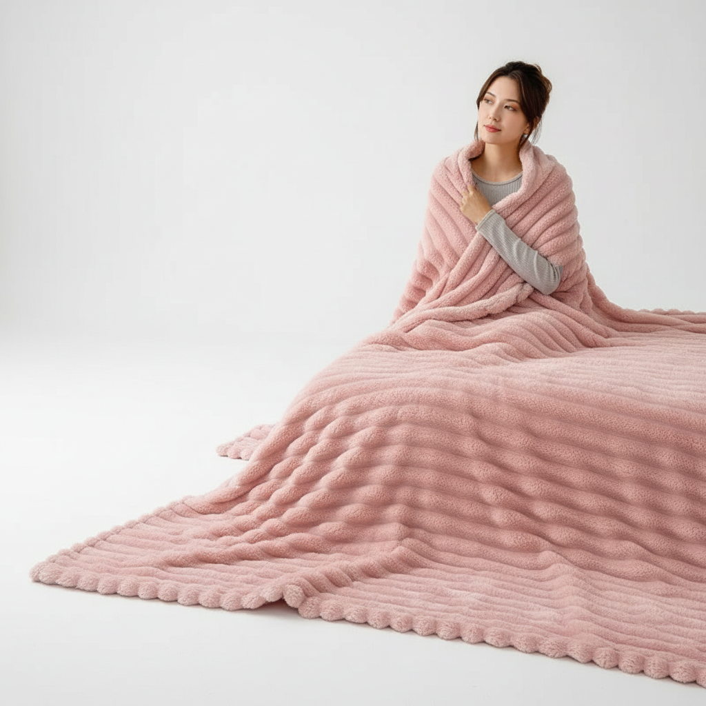 Nordspur | Striped Coral Fleece Blanket