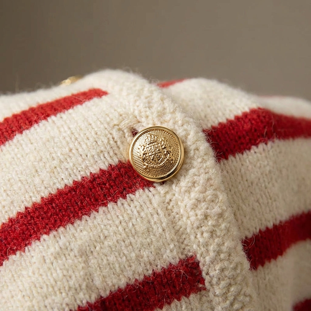 Nordspur | Strivelle Cropped Stripe Button Cardigan