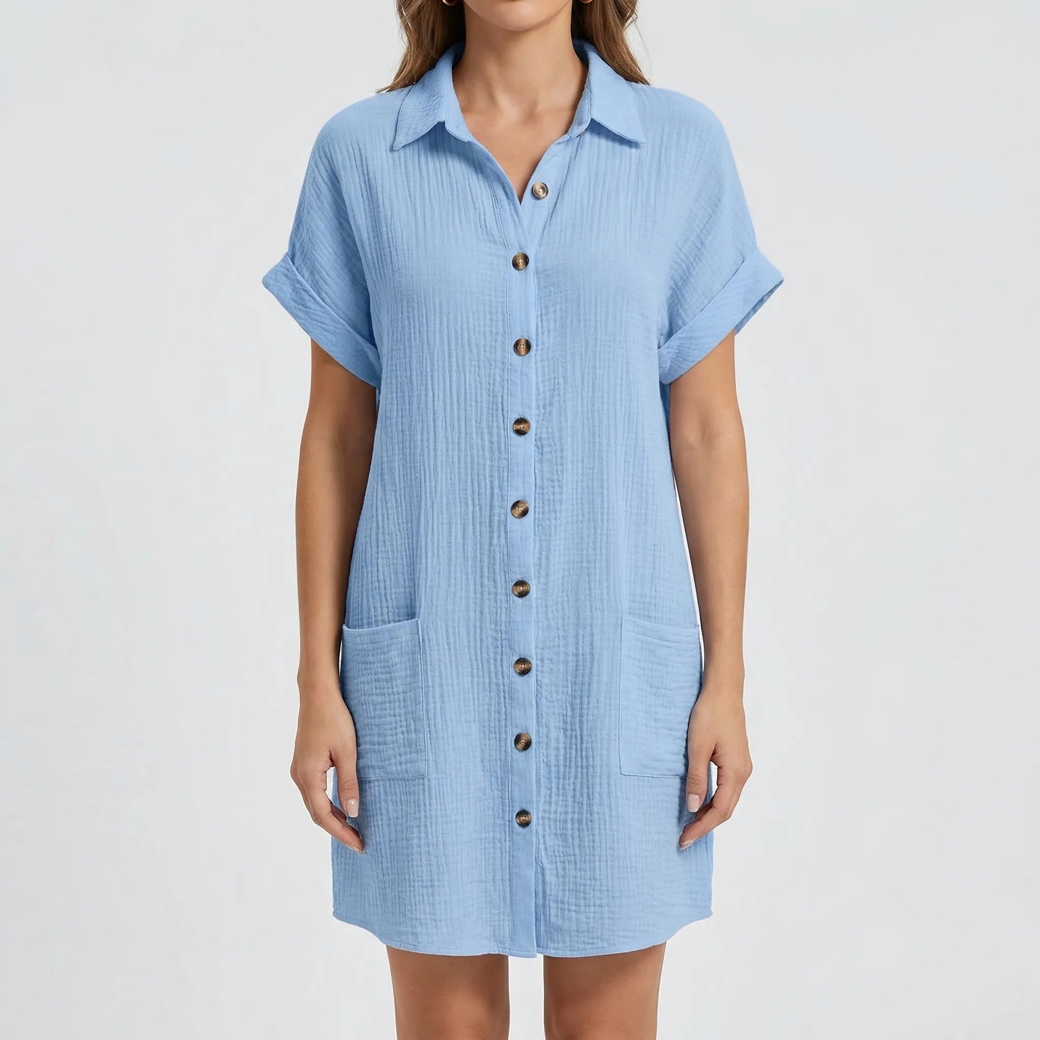 Nordspur | Summrel Button-Front Collared Mini Shirt Dress