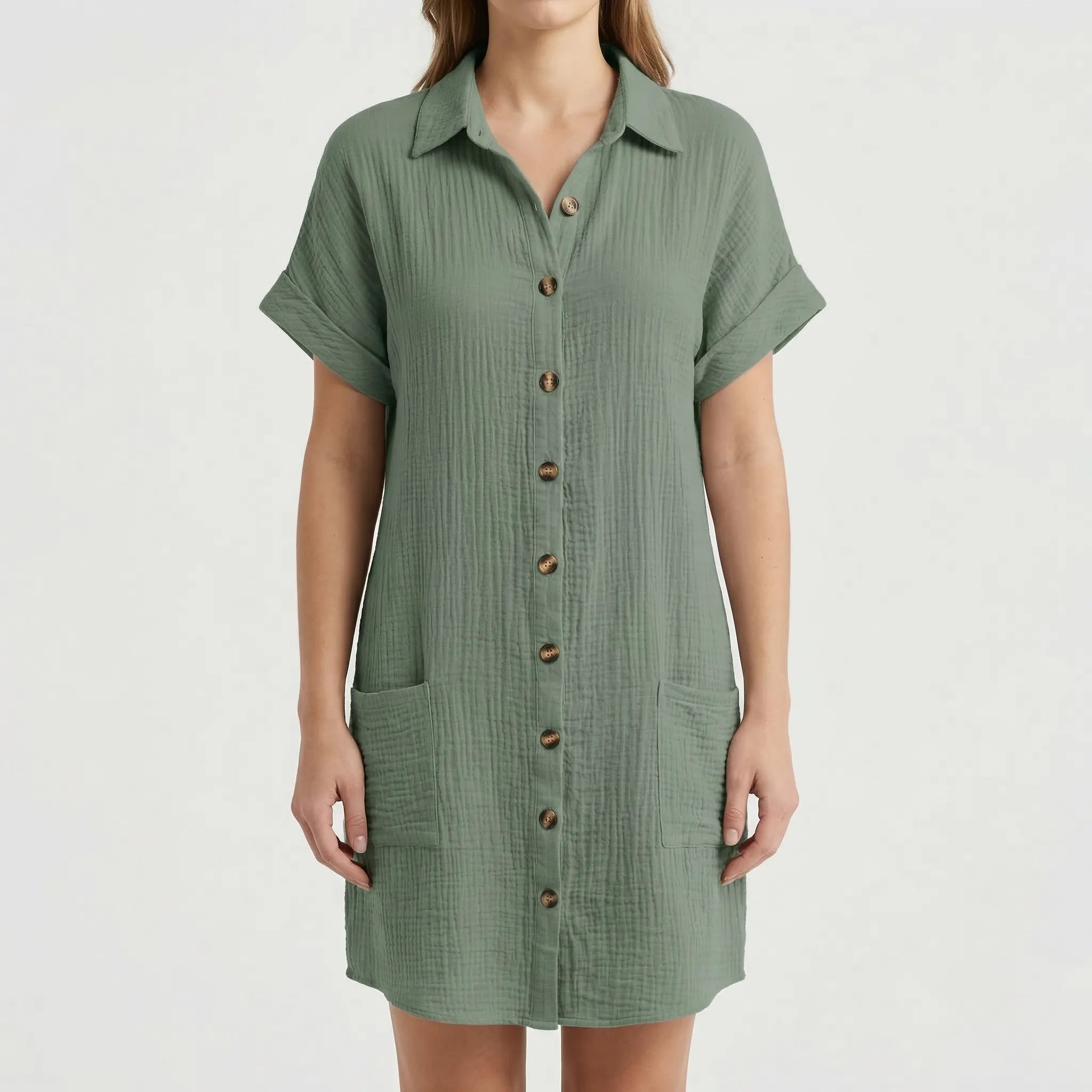 Nordspur | Summrel Button-Front Collared Mini Shirt Dress