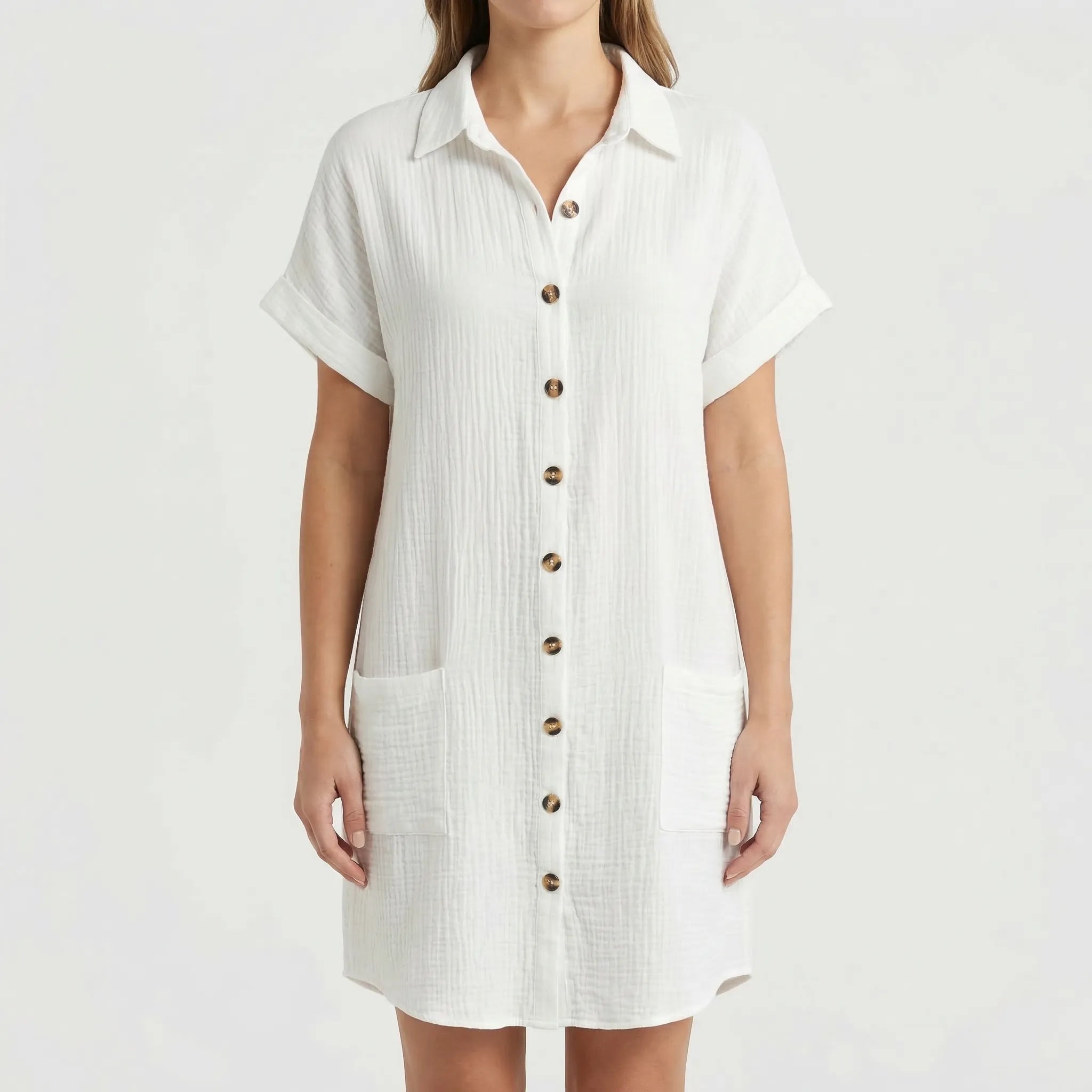 Nordspur | Summrel Button-Front Collared Mini Shirt Dress