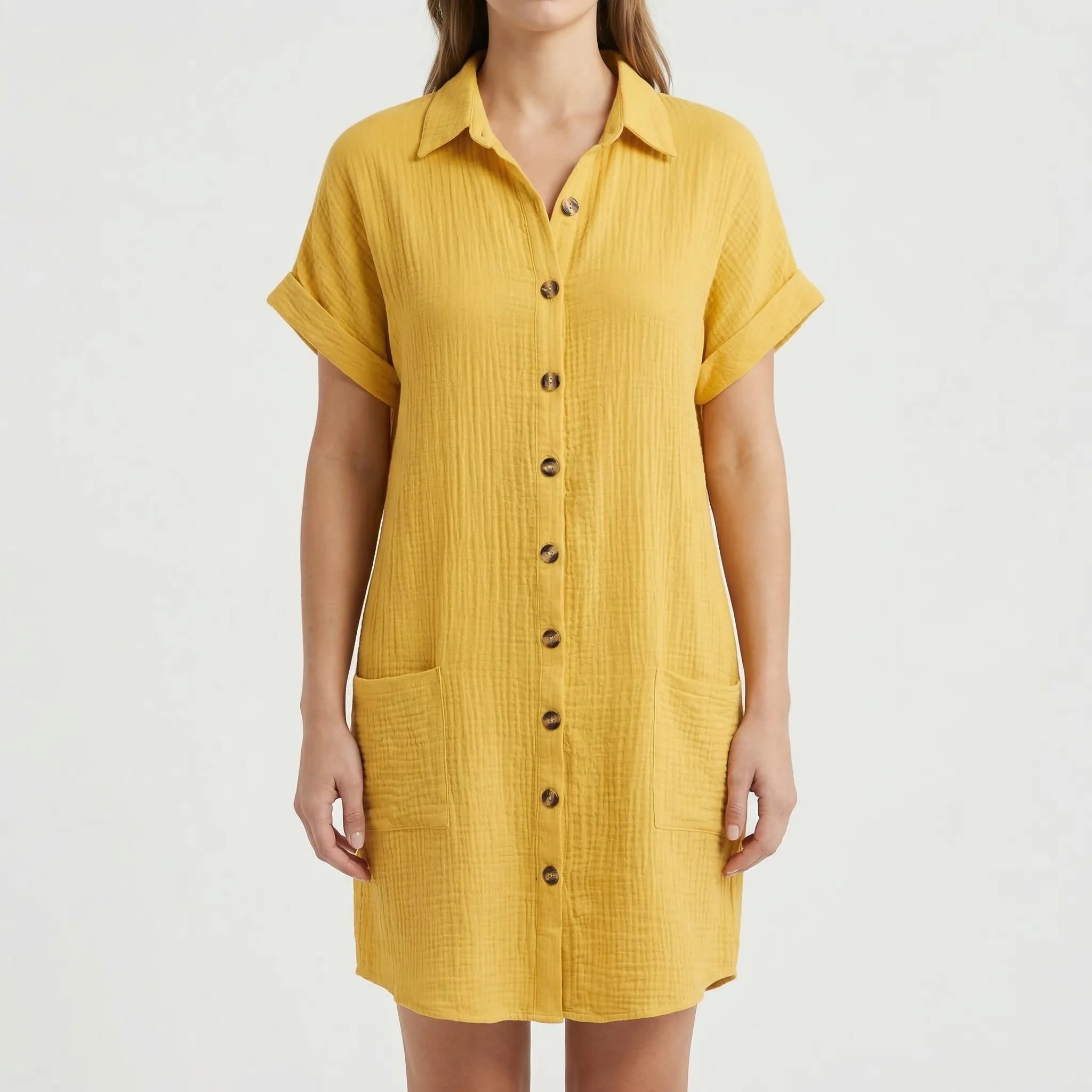 Nordspur | Summrel Button-Front Collared Mini Shirt Dress