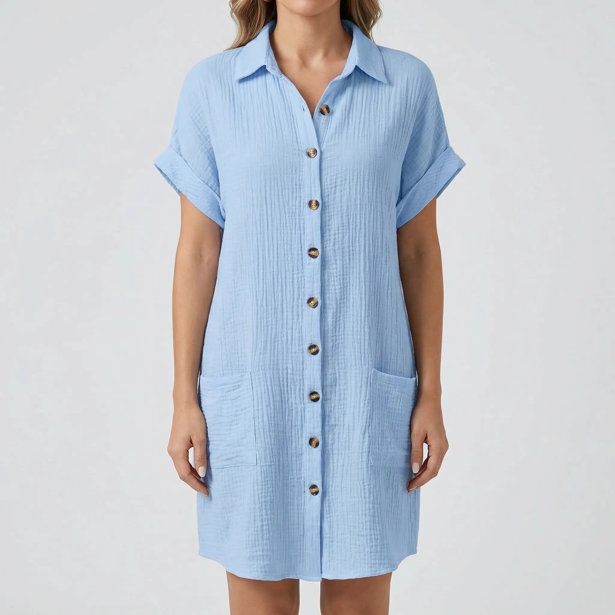 Nordspur | Summrel Button-Front Collared Mini Shirt Dress
