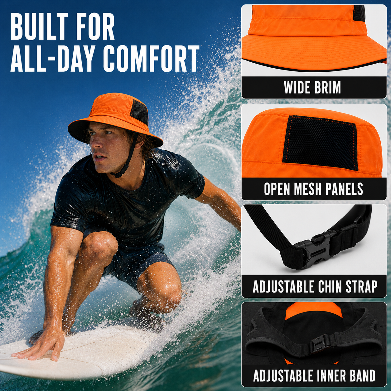 Nordspur | Sunmesh Adjustable Mesh Bucket Hat With Chin Strap