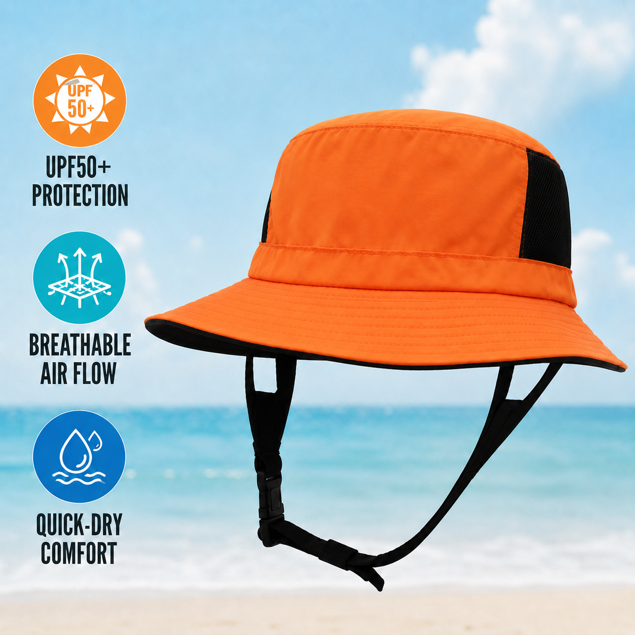 Nordspur | Sunmesh Adjustable Mesh Bucket Hat With Chin Strap