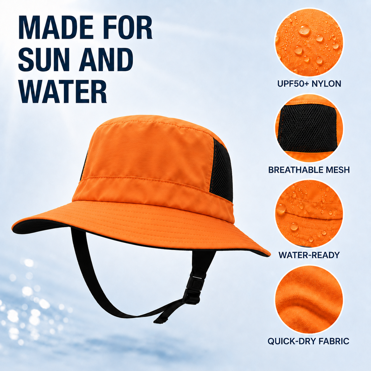 Nordspur | Sunmesh Adjustable Mesh Bucket Hat With Chin Strap