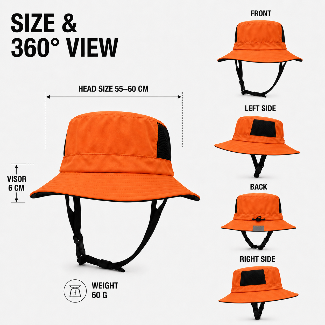 Nordspur | Sunmesh Adjustable Mesh Bucket Hat With Chin Strap