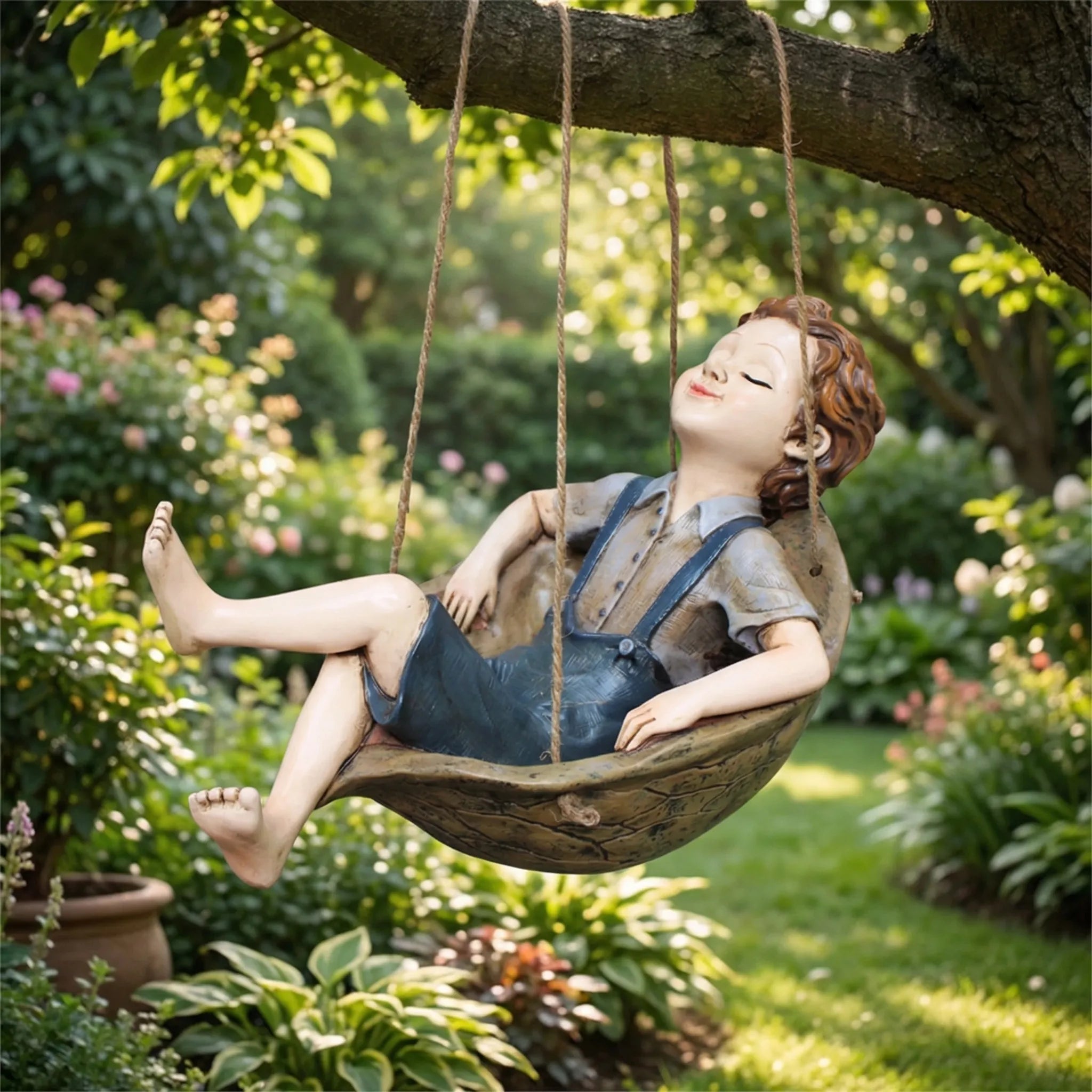 Nordspur | Swinlore Hanging Boy On Swing Sculpture