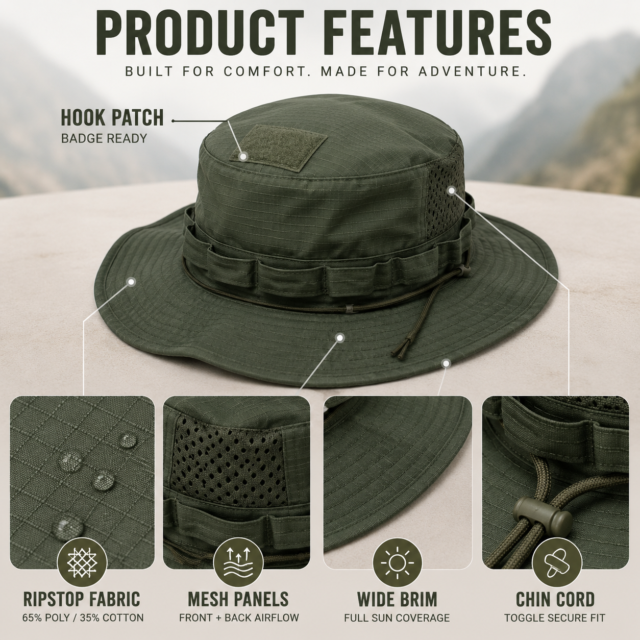 Nordspur | Tacventu Wide-Brim Tactical Camouflage Bucket Hat