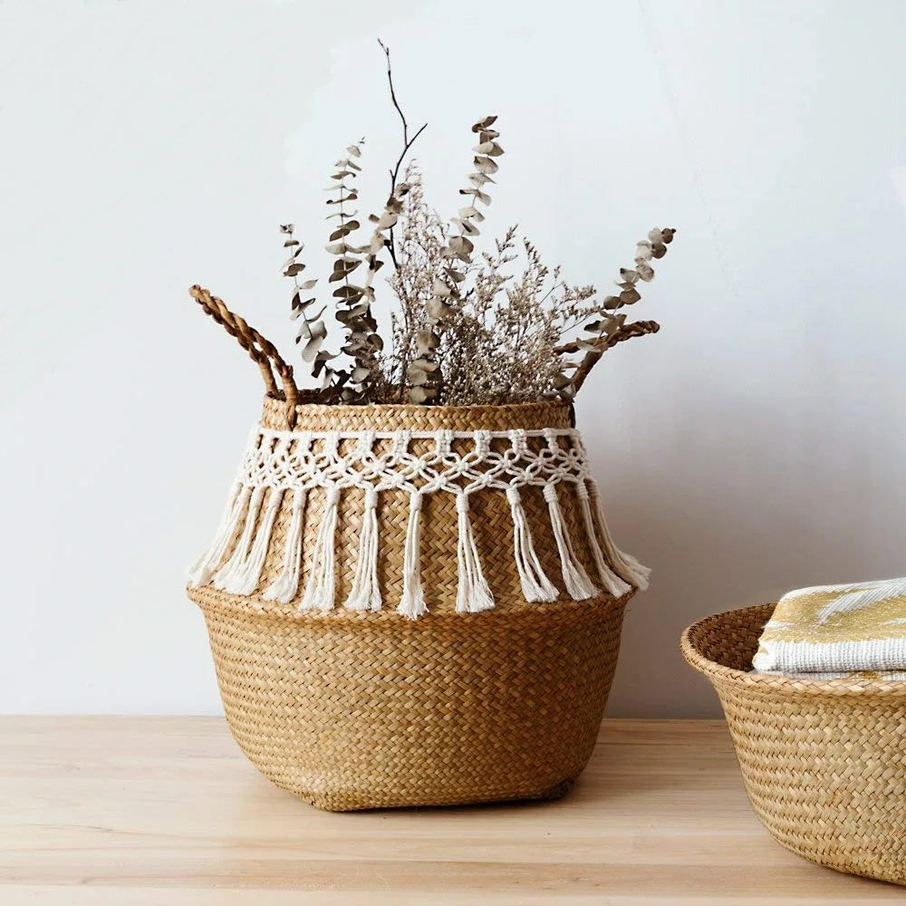 Nordspur | Tanglore Woven Seagrass Basket With Macrame Fringe