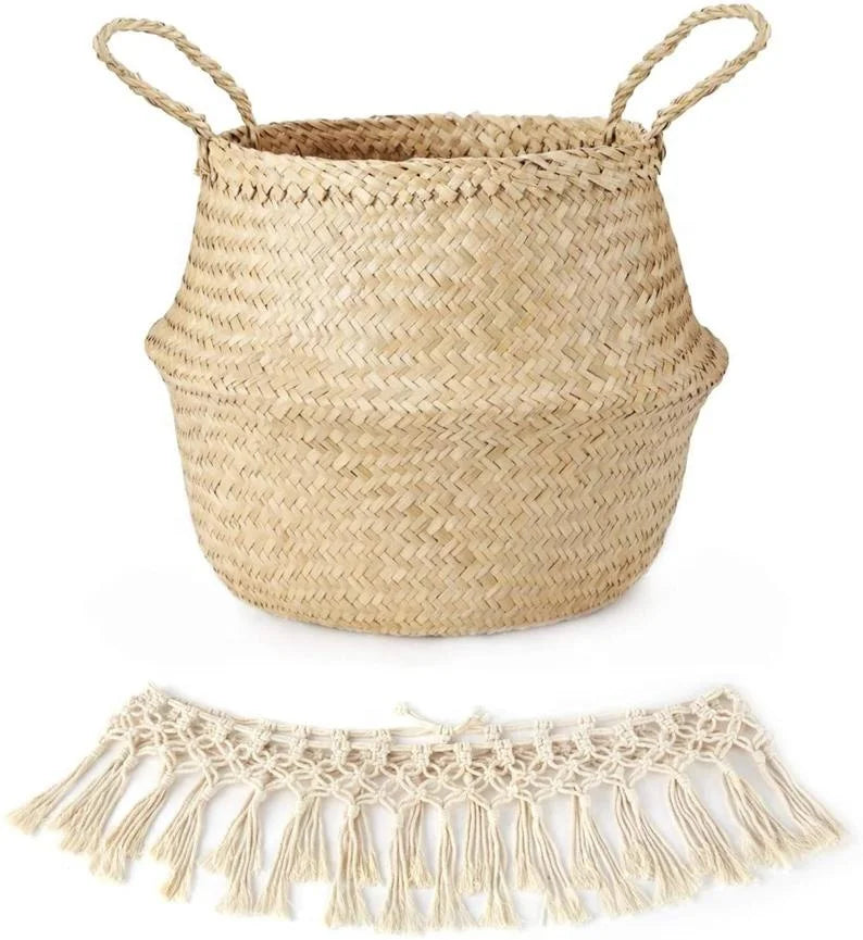Nordspur | Tanglore Woven Seagrass Basket With Macrame Fringe