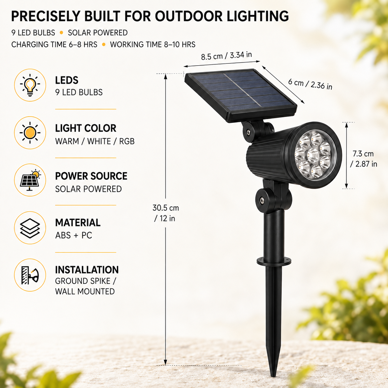Nordspur | Terralux Solar-Powered In-Ground Garden Spotlight