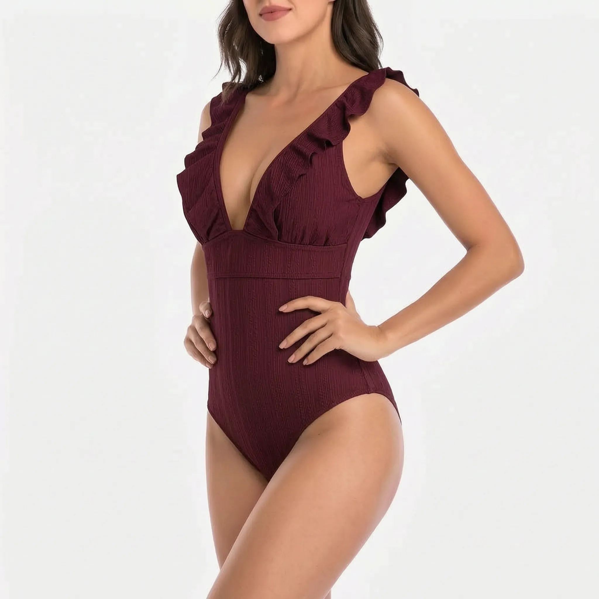 Nordspur | Tidelia Ribbed Ruffle One Piece Swimsuit