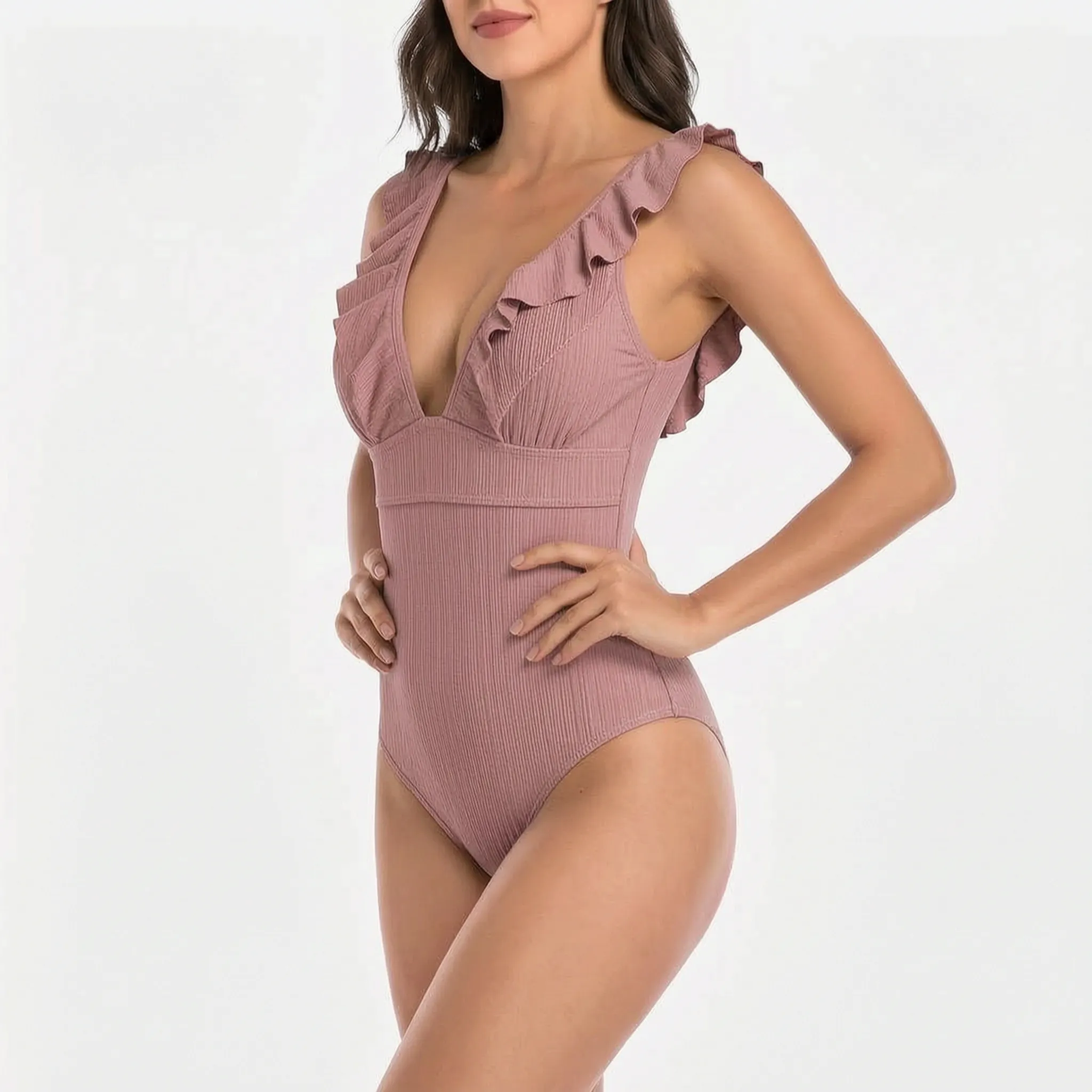 Nordspur | Tidelia Ribbed Ruffle One Piece Swimsuit