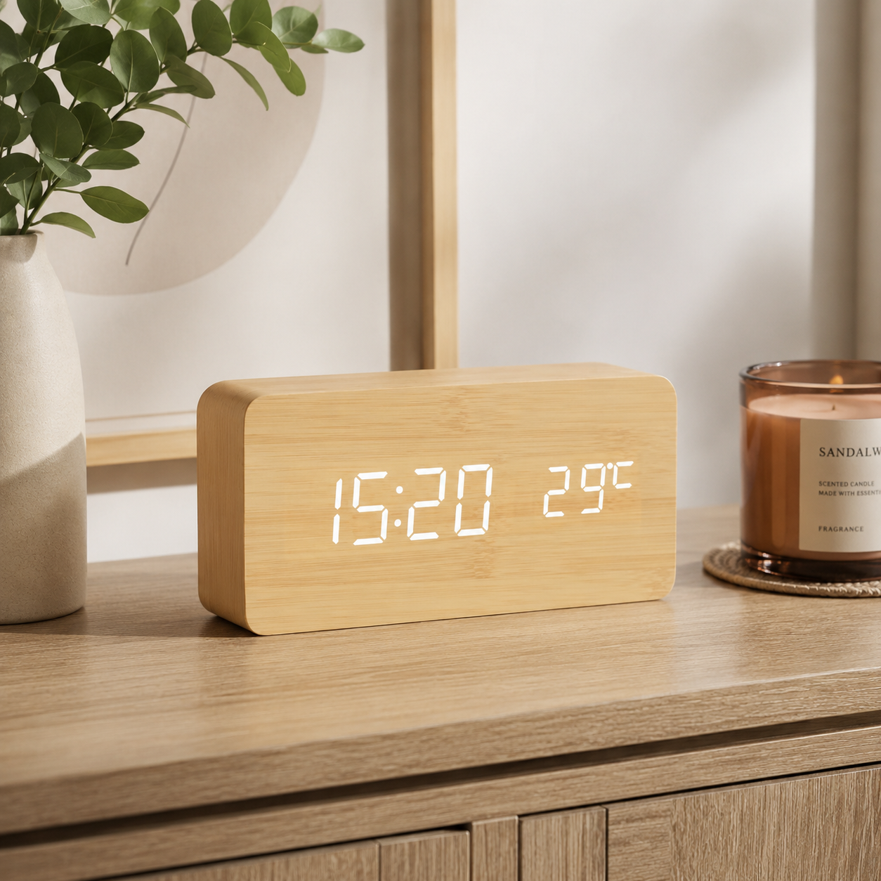 Nordspur | Timberlyte Wood Finish Digital Alarm Clock