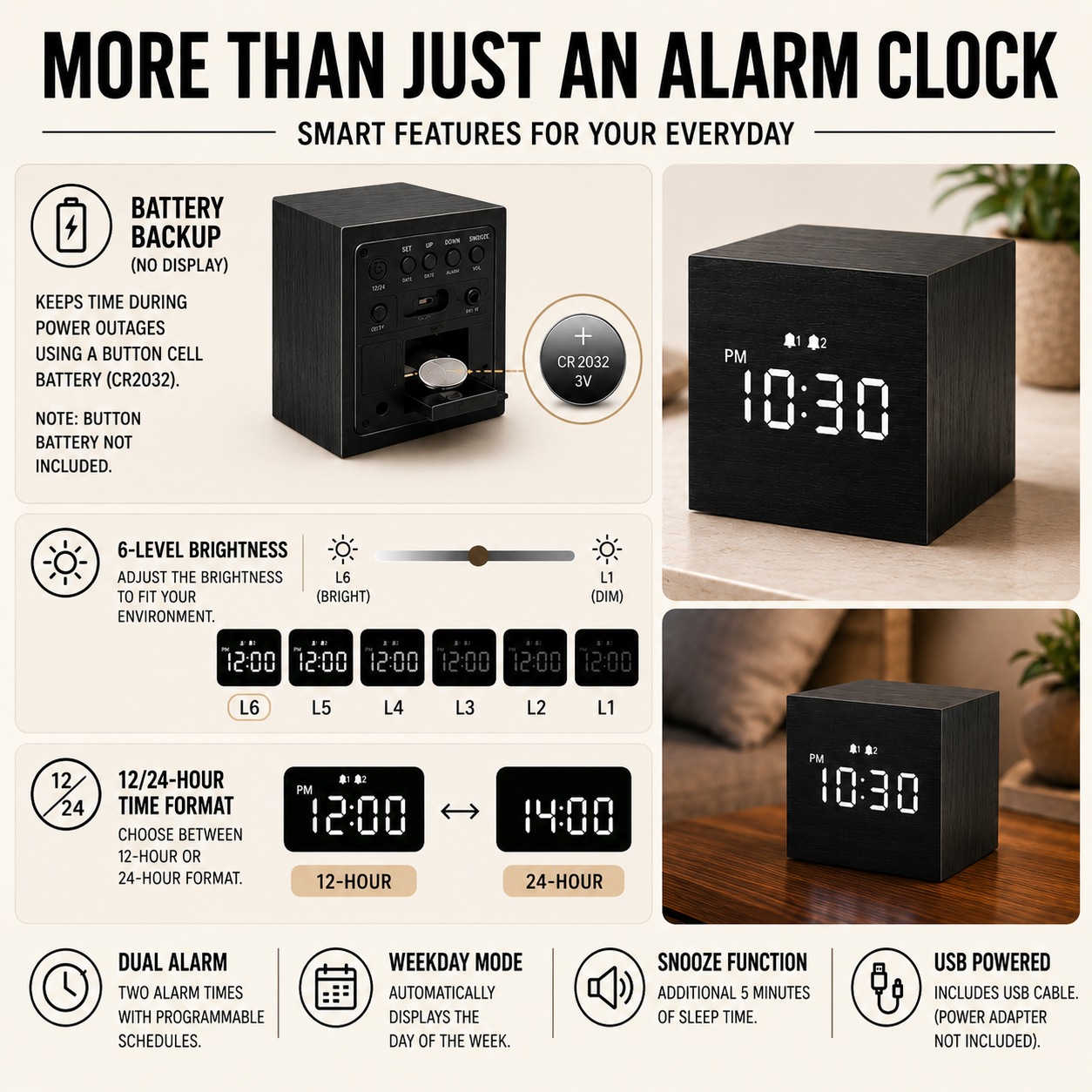 Nordspur | Timbrik Square Wooden Digital Clock
