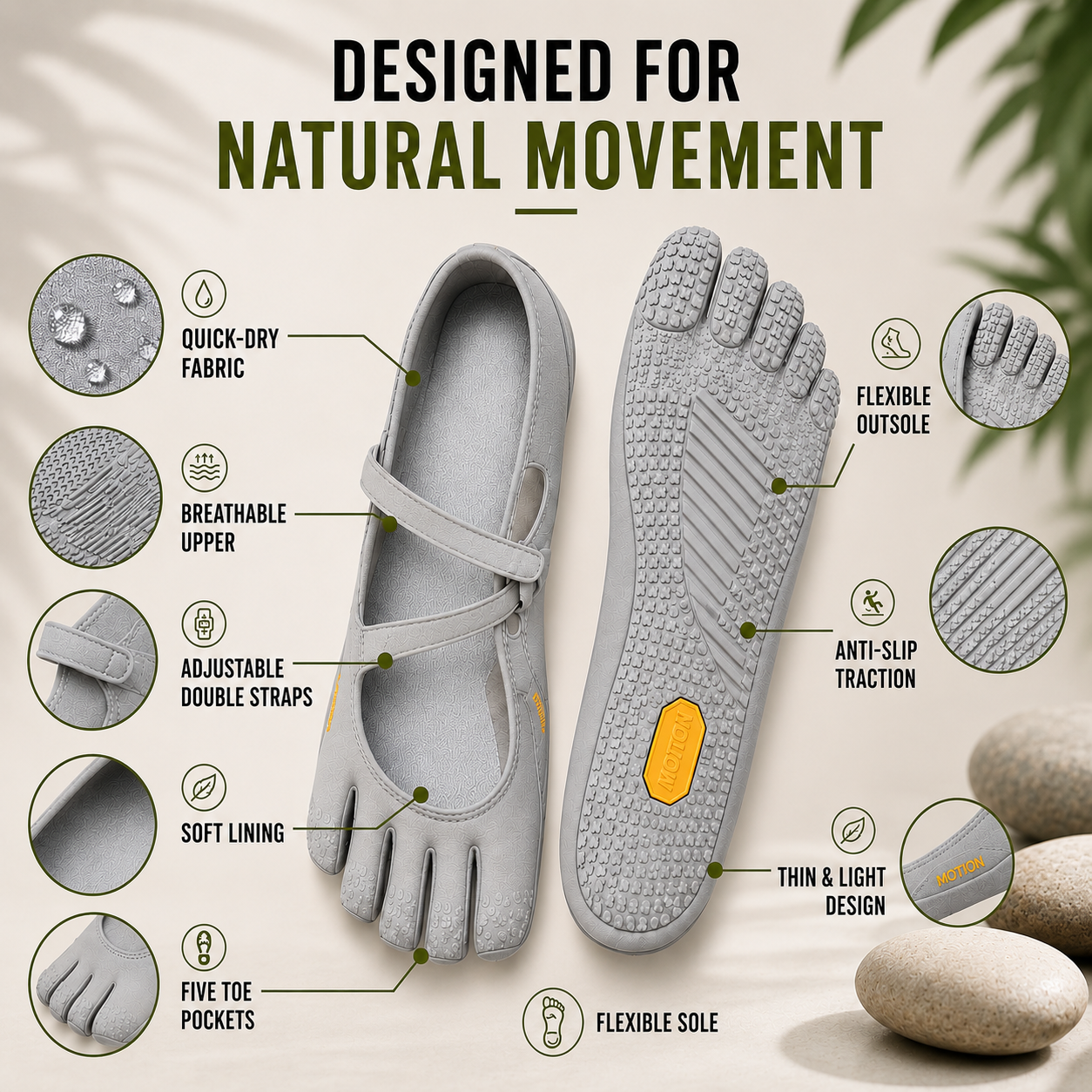 Nordspur | Toevara Five-Toe Minimalist Flat Shoe
