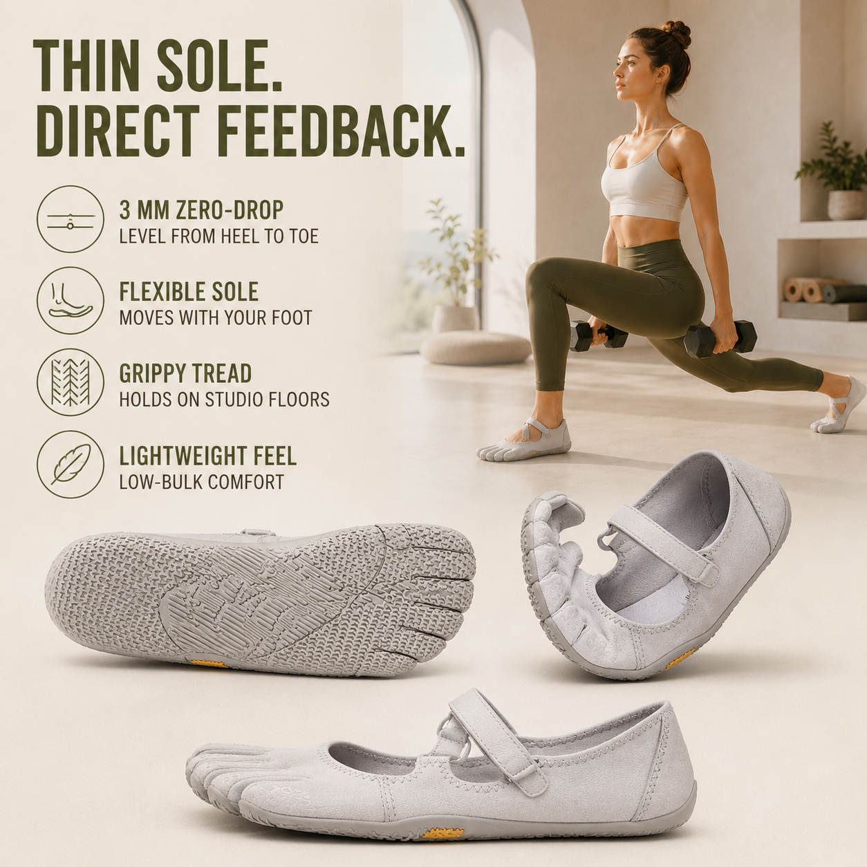 Nordspur | Toevara Women's Barefoot Toe Shoes | Zero-Drop for Lifting & Yoga