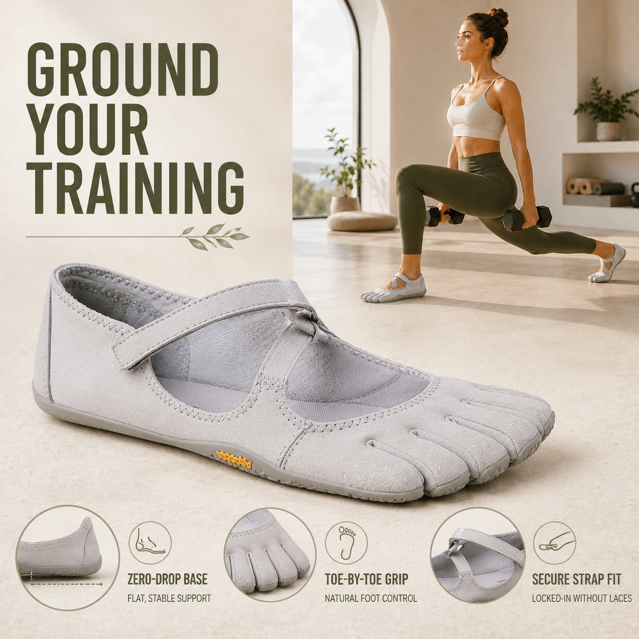 Nordspur | Toevara Women's Barefoot Toe Shoes | Zero-Drop for Lifting & Yoga