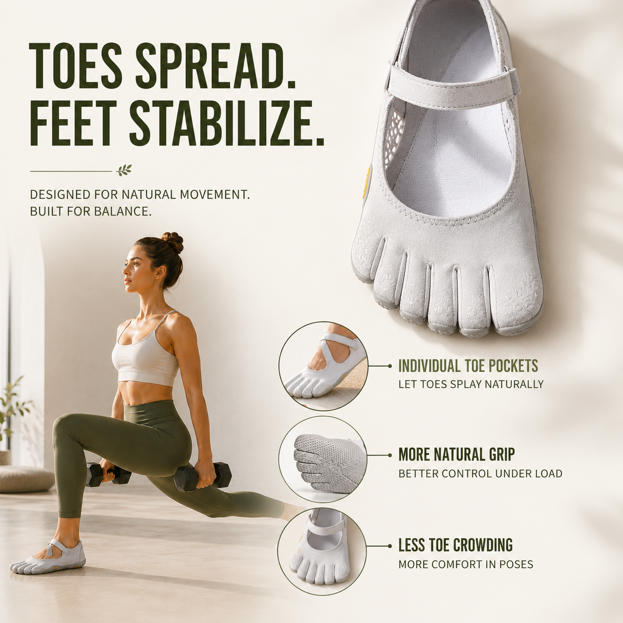 Nordspur | Toevara Women's Barefoot Toe Shoes | Zero-Drop for Lifting & Yoga