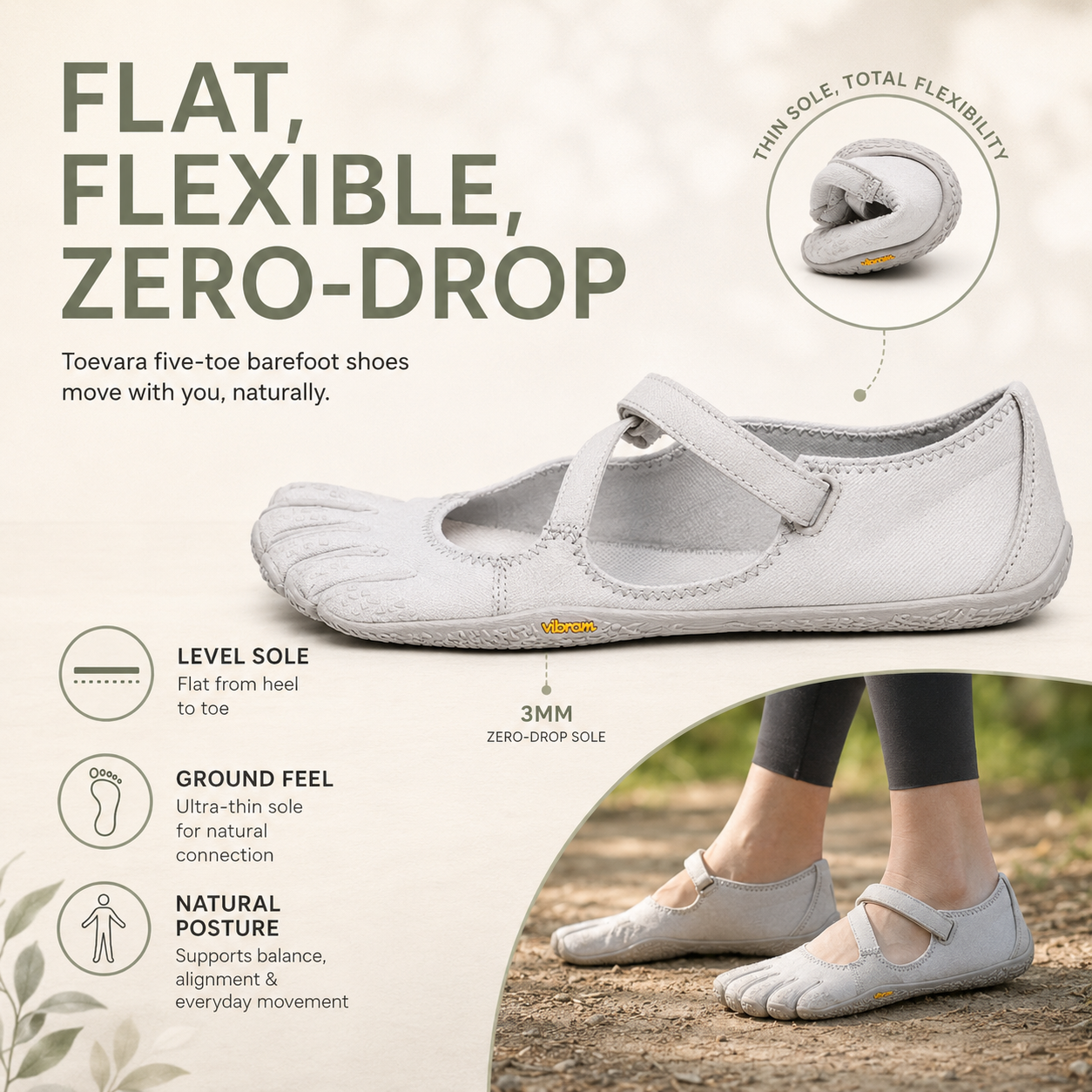 Nordspur | Toevara Women's Five-Toe Barefoot Shoes | Lightweight Everyday Minimalist