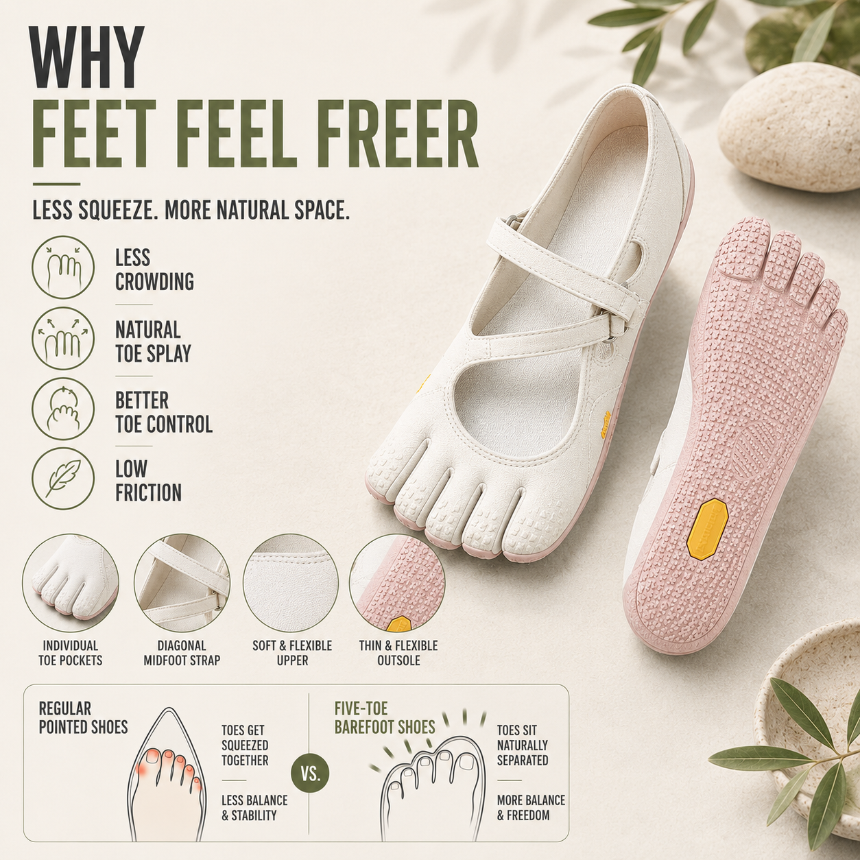 Nordspur | Toevara Women's Five-Toe Barefoot Shoes | Room for Toes to Spread