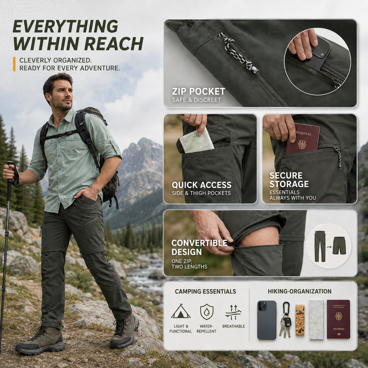 Nordspur | Traxlite Detachable-Leg Tactical Hiking Trousers