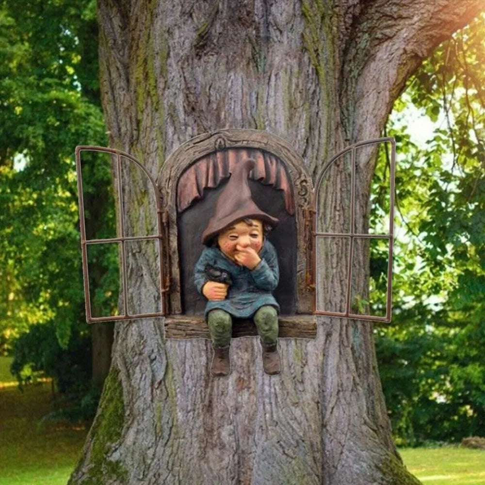 Nordspur | Treewhim Whimsical Elf Hugging Tree Statue
